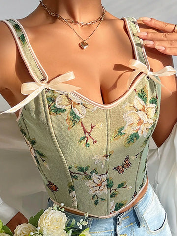Floral Lace Up Back Tank
