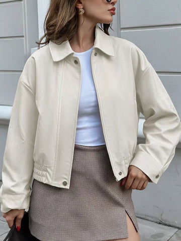 Cropped Faux Leather Jacket