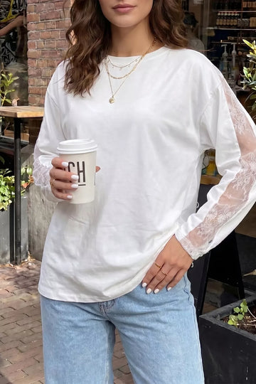 Lace Patchwork Long Sleeve Top