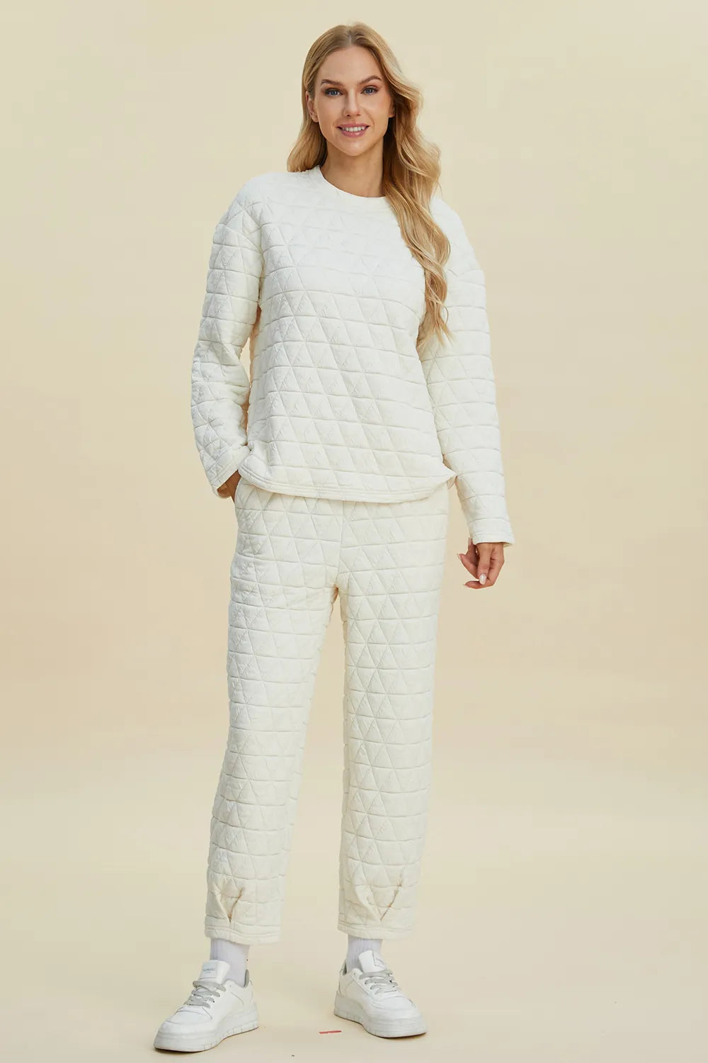 Double Take Textured Long Sleeve Top & Pants Set