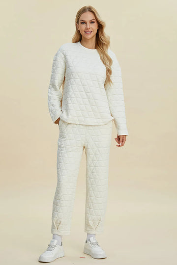 Double Take Textured Long Sleeve Top & Pants Set
