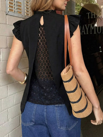 Ruffled Lace Back Top