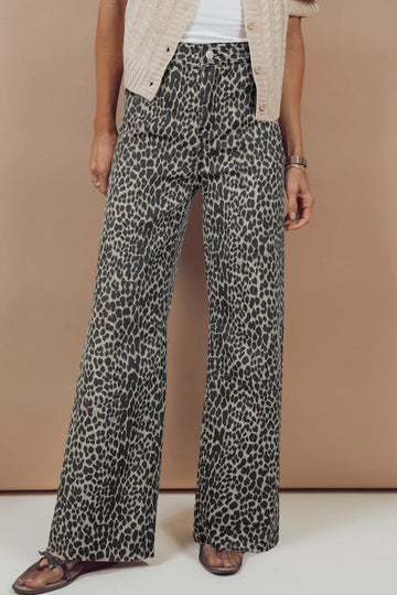Leopard High Waist Wide Leg Jeans