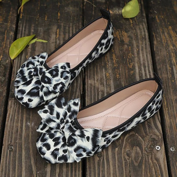 Leopard Bow Slip Ons