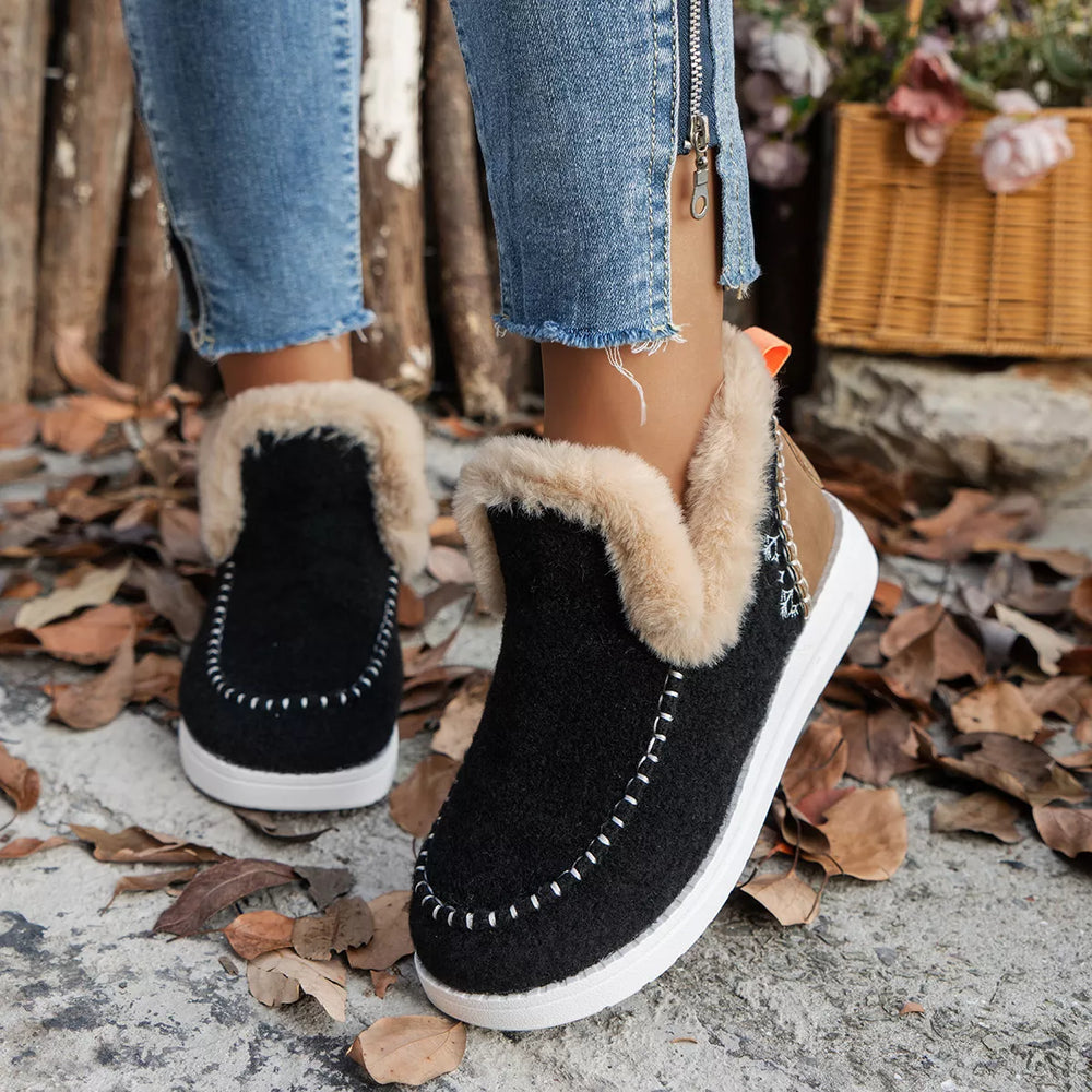 Cozy Fur Trimmed Slip Ons