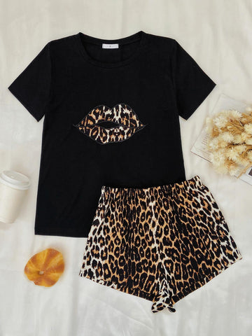 Leopard Lip Lounge Set