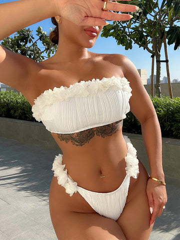 Applique Tie Back Bikini Set