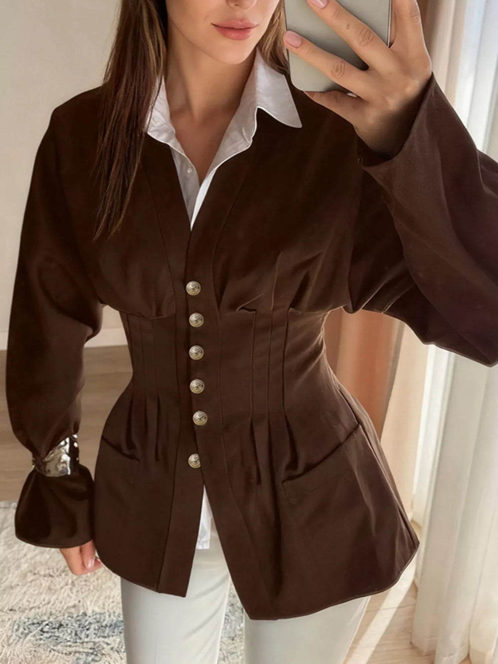 Button Down Long Sleeve Outerwear