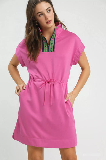 Umgee Dolman Sleeve Zip Detail Dress