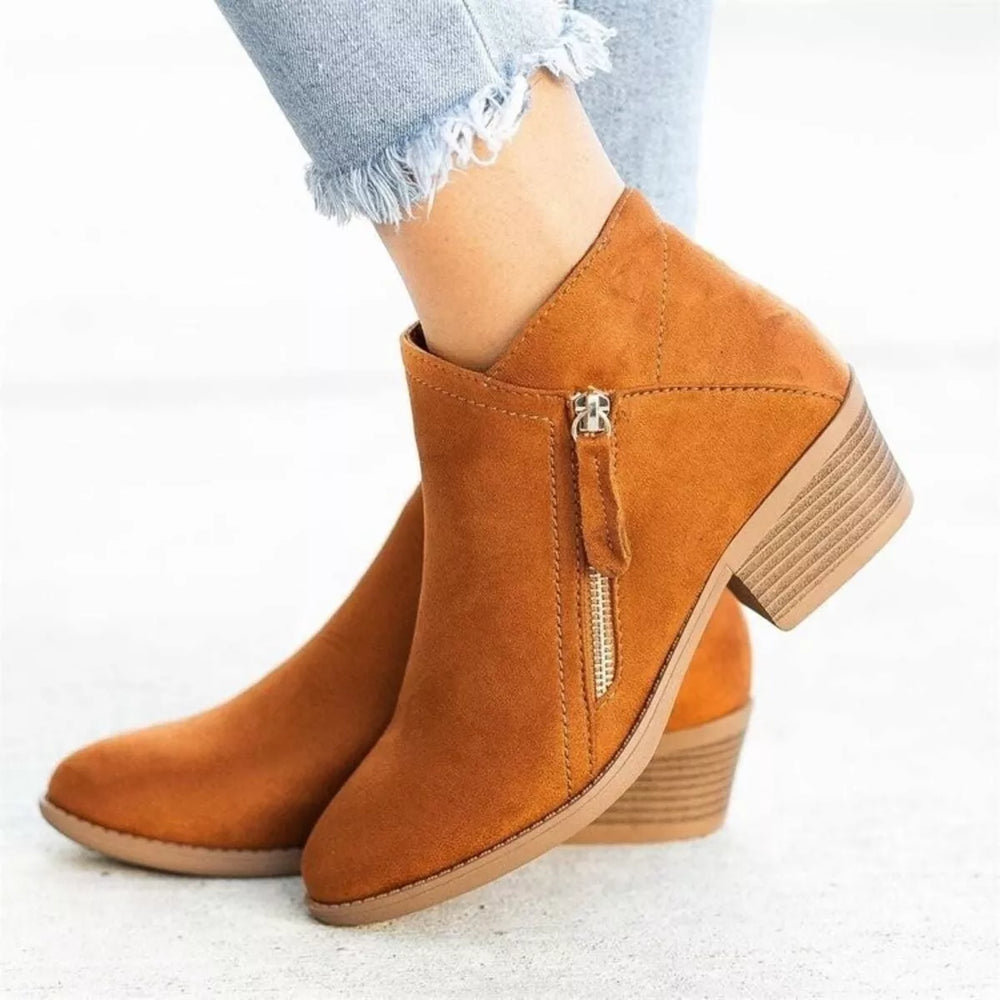 Round Toe Block Heels Boots