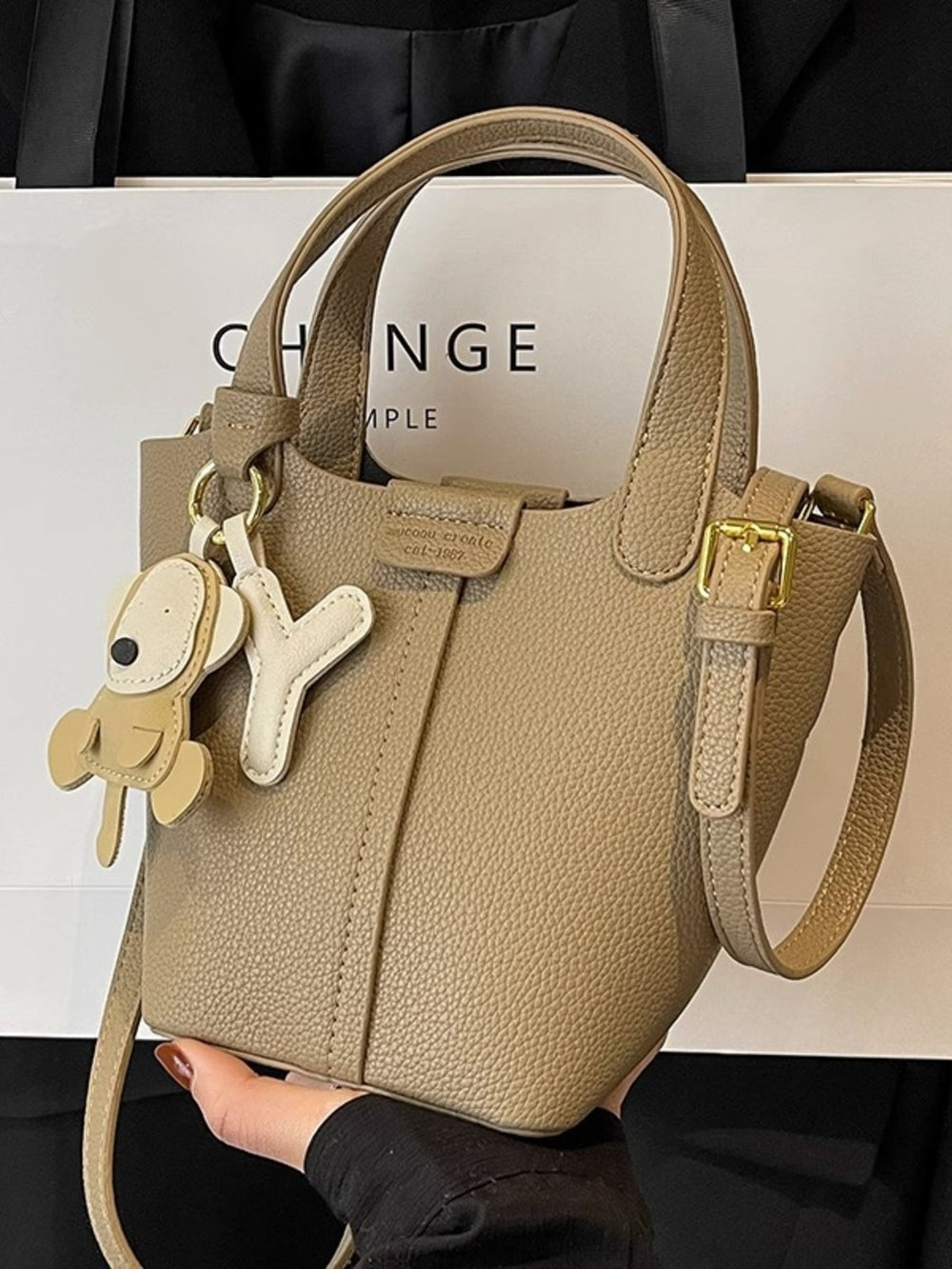 Leather Bucket Crossbody Bag
