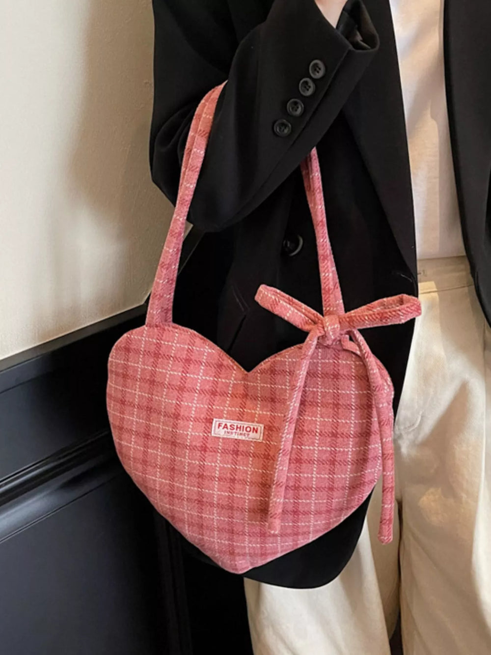 Heart Shaped Plaid Shoulder Bag