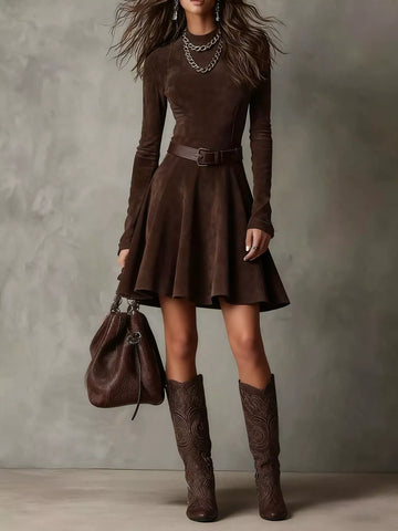 Mock Neck A-Line Dress