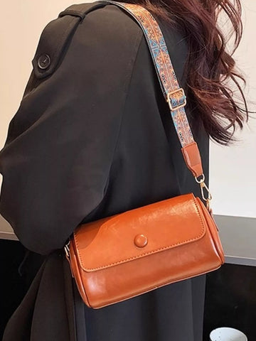 Wide Strap Leather Crossbody Bag