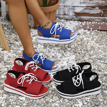 Open Toe Lace Up Platform Sandals