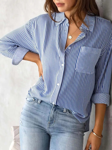 Striped Relaxed Fit Button Up Shirt