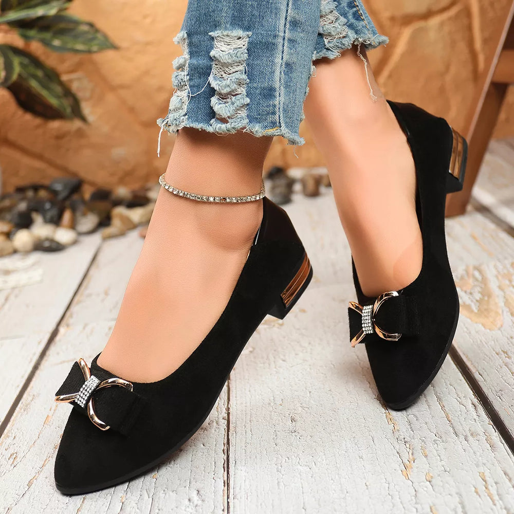 Point Toe Block Heels Slip Ons