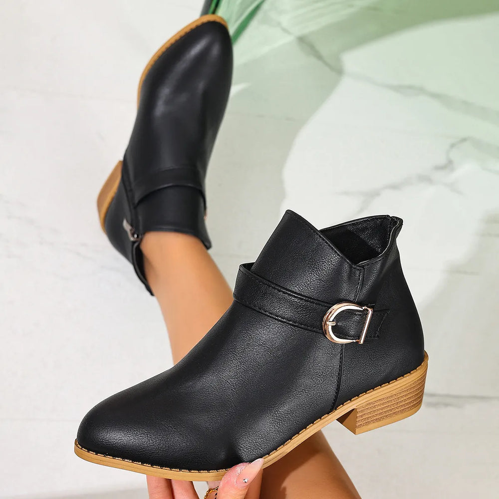 Point Toe Block Heels Boots