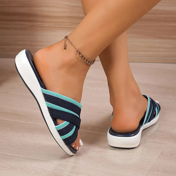 Woven Cross Strap Comfort Sandals