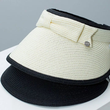 Bowknot Straw Sun Visor Hat