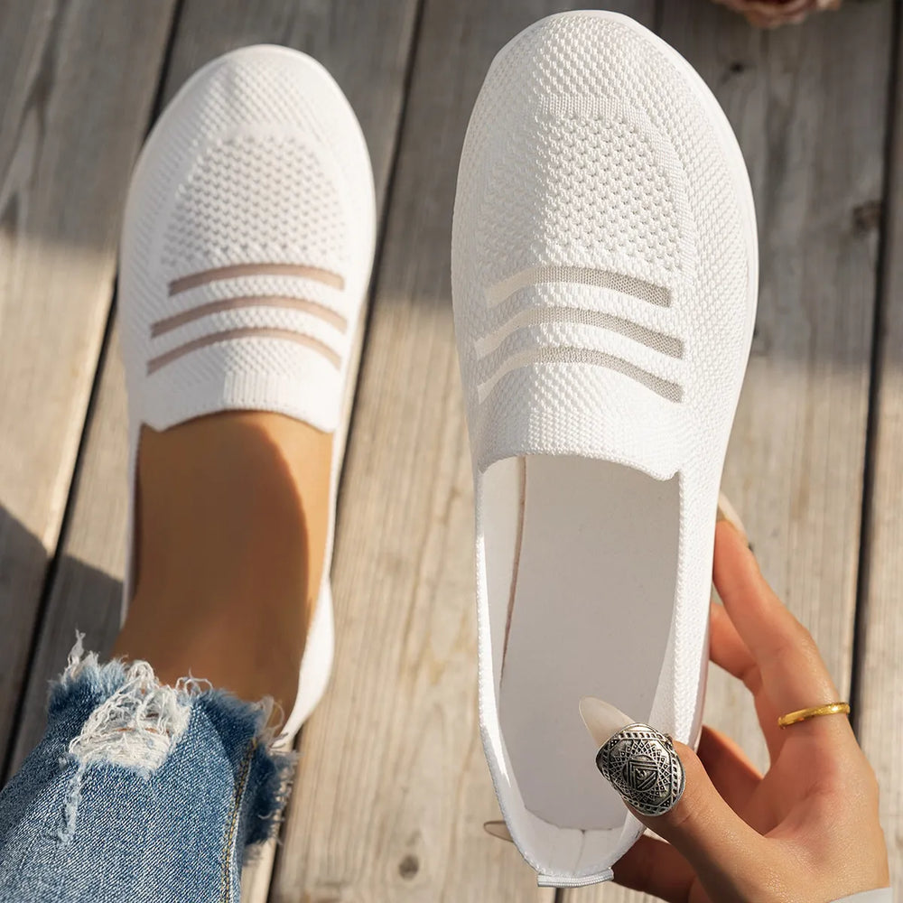Mesh Round Toe Platform Slip Ons