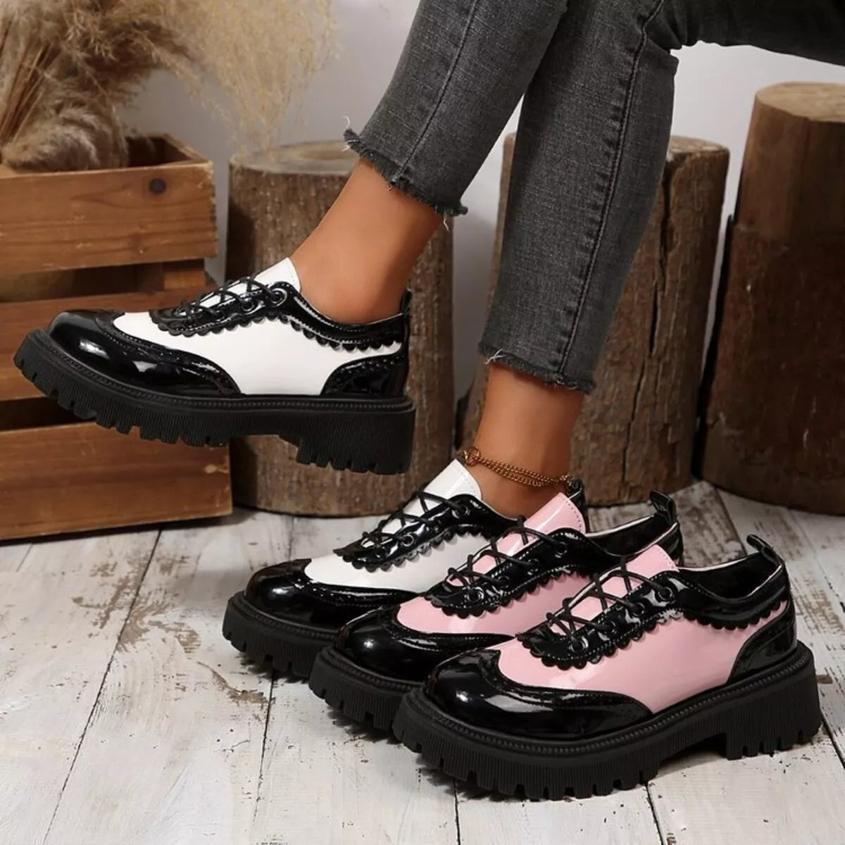 Round-Toe Platform Loafers