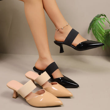 Point Toe Flare Heel Sandals