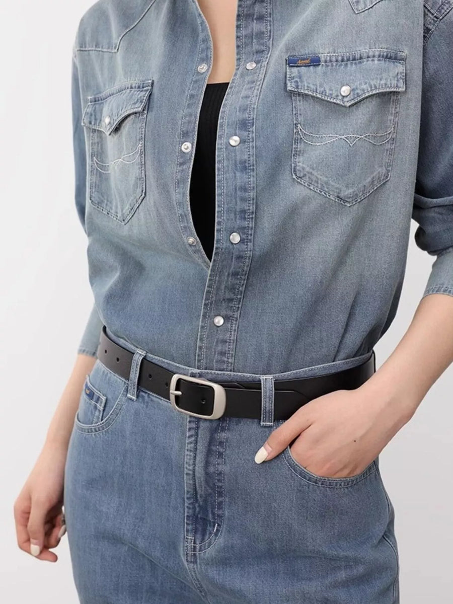 Leather Belt with Silver Buckle