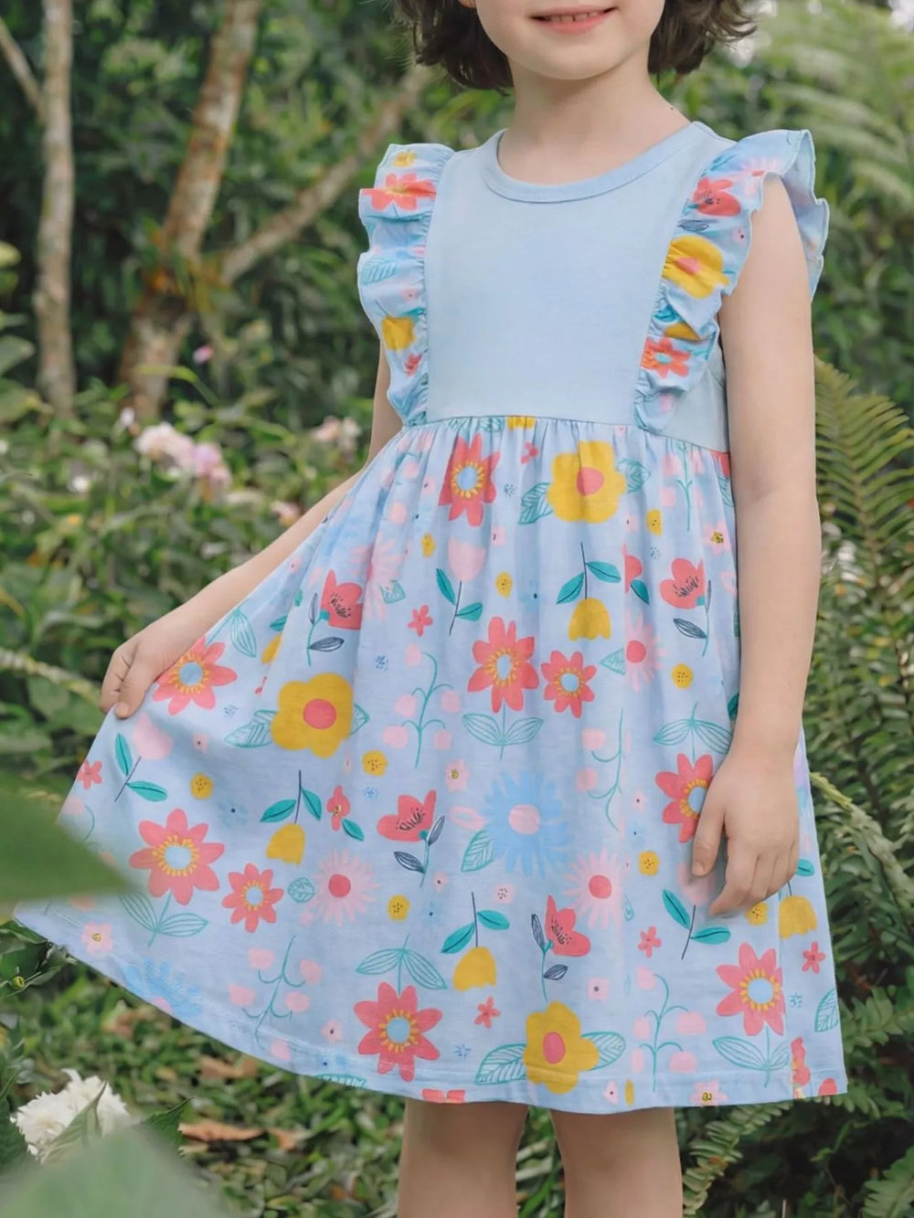 Children's Ruffled Floral Print Dress