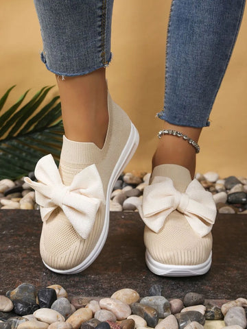 Bow Tie Knit Slip On Sneakers