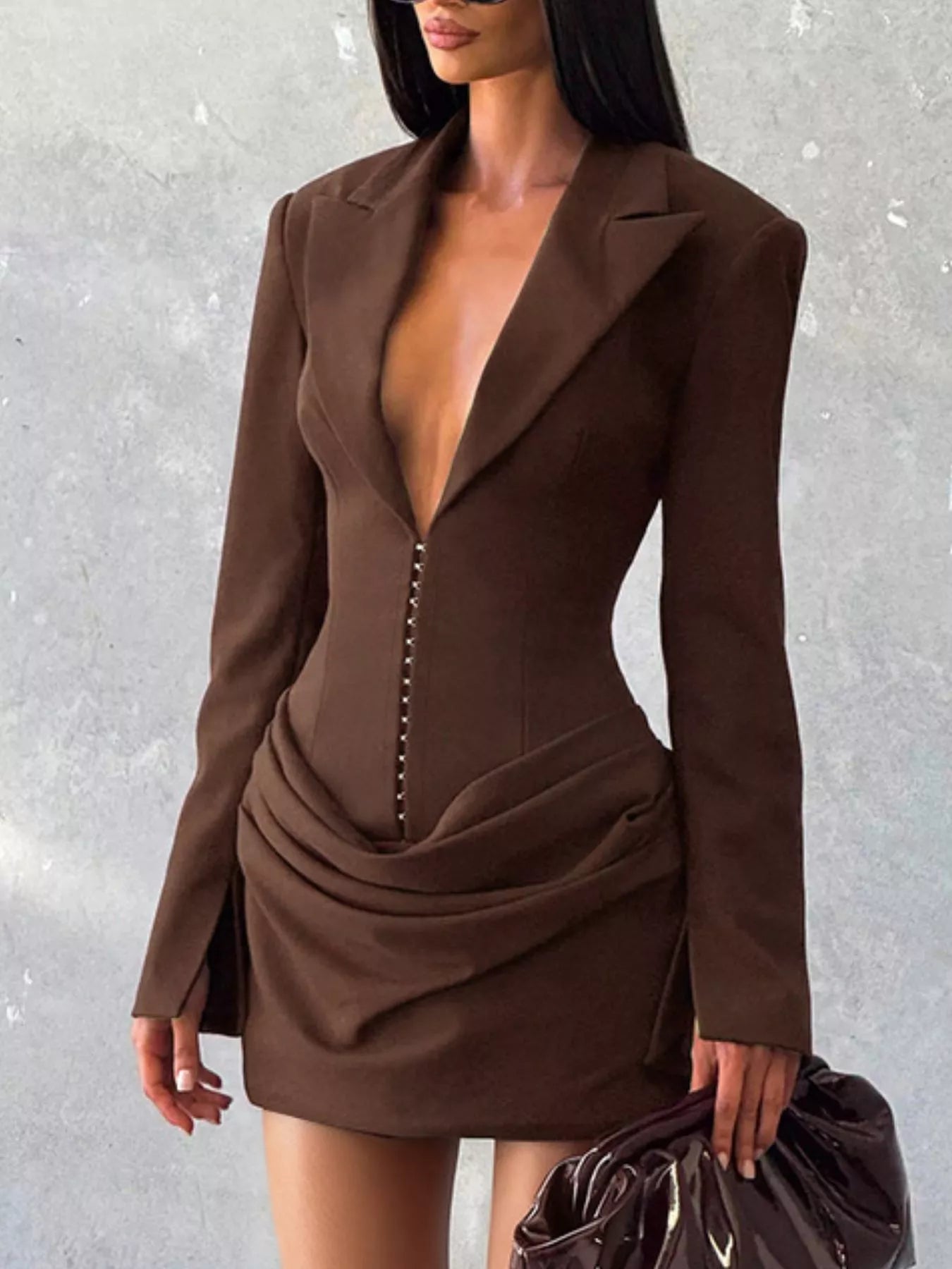 Full Size Blazer-Style Long Sleeve Mini Dress Plus Size selected from Mini Dresses for Short Hem, Strong Mood: The Mini Dress Edit