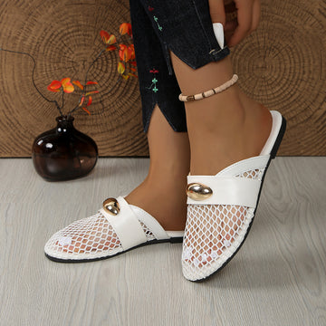 Mesh Round Toe Flats Sandals