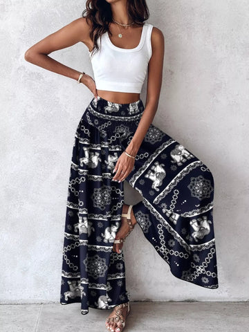 Printed Wide Leg Pants