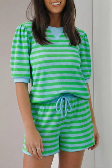 Stripe Colorblock Top & Shorts Set
