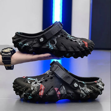 Graffiti Print Hollow Out Sandals