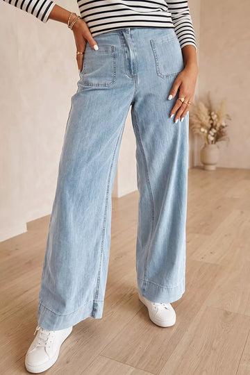 Solid Full-Length Regular Pocket Detail Jeans