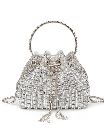 Rhinestone Embellished Bucket Crossbody Bag