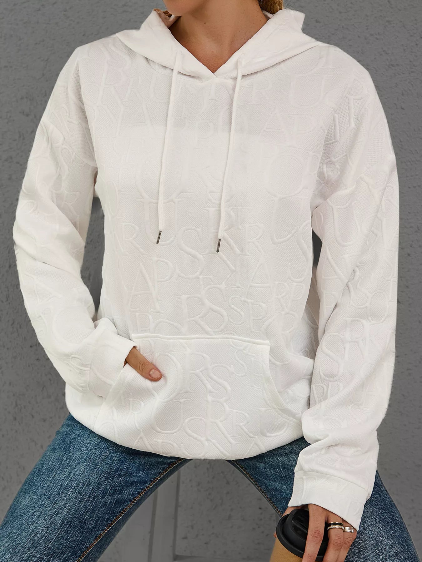 Full Size Embossed Lettering Casual Hoodie Plus Size selected from Hoodies & Sweatshirts for Soft Structure: The Elevated Hoodie and Sweatshirt Edit