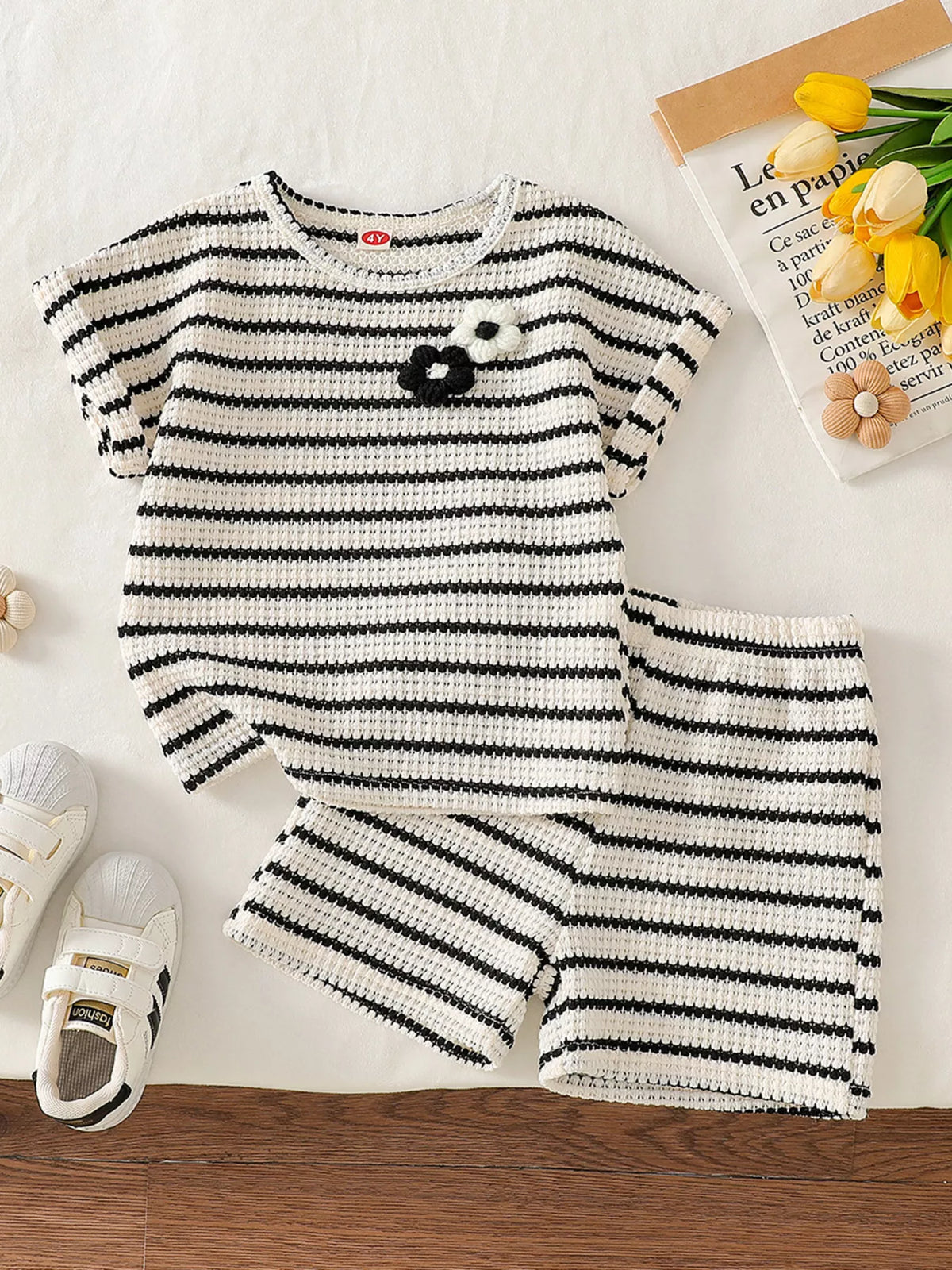 Children's Striped Top & Shorts Set