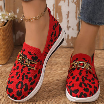 Leopard Round Toe Slip Ons