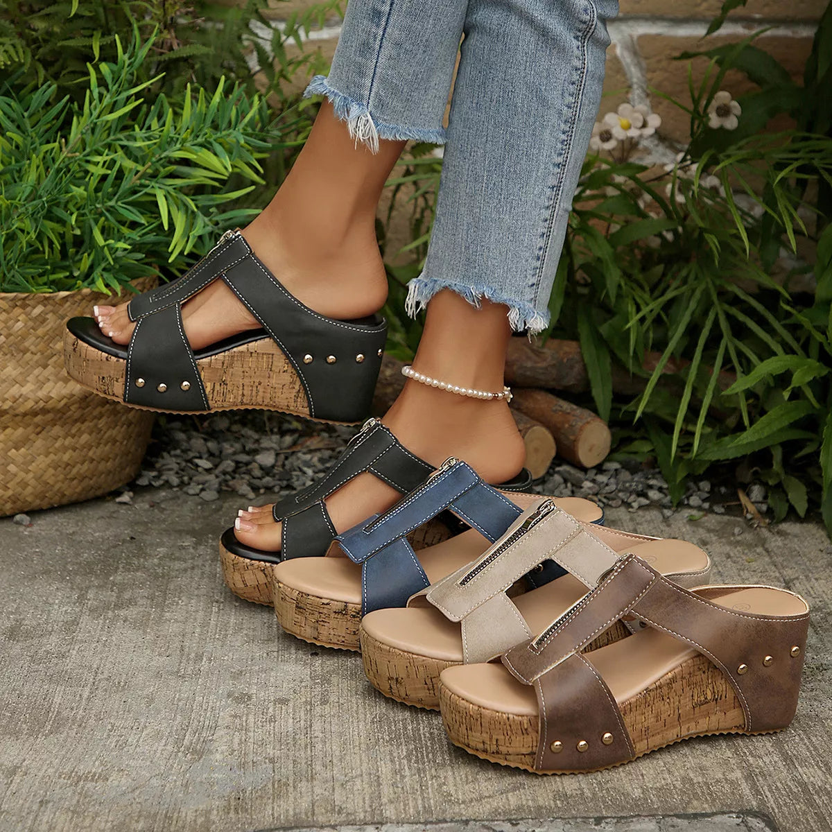 Open Toe Wedge Sandals selected from Sandals & Slippers for Soft Steps: Comfort with a Polished Finish