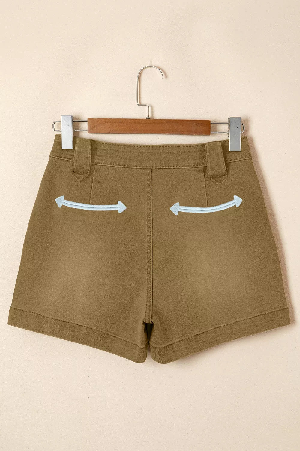 Contrast Arrow Detail Western Denim Shorts