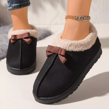 Cozy Bowknot Plush Lined Slip Ons