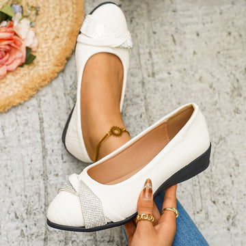 Rhinestone Embellished Wedge Slip Ons