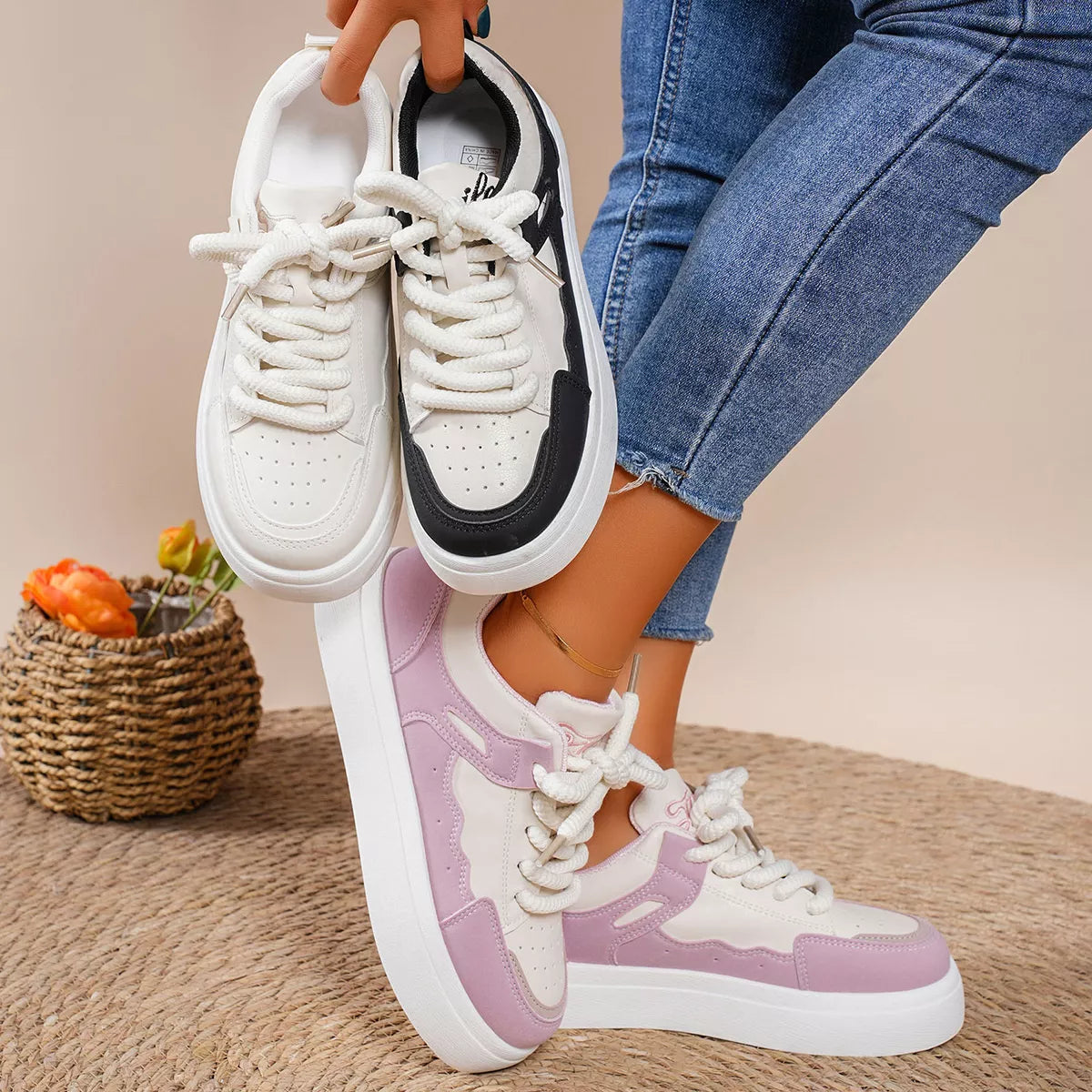 Round-Toe Platform Sneakers