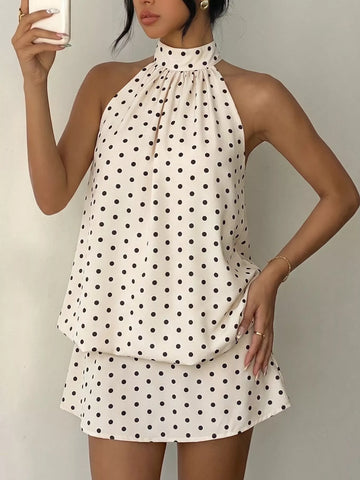 Polka Dot Halter Neck Mini Dress