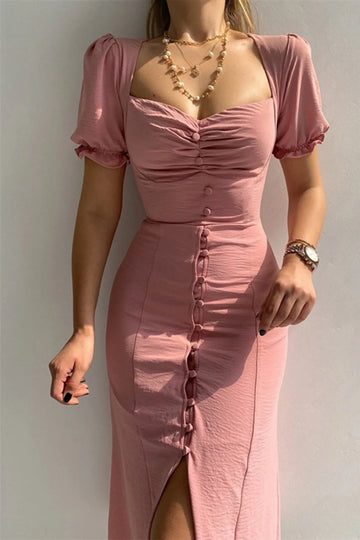 Sweetheart Neck Short Sleeve Dress