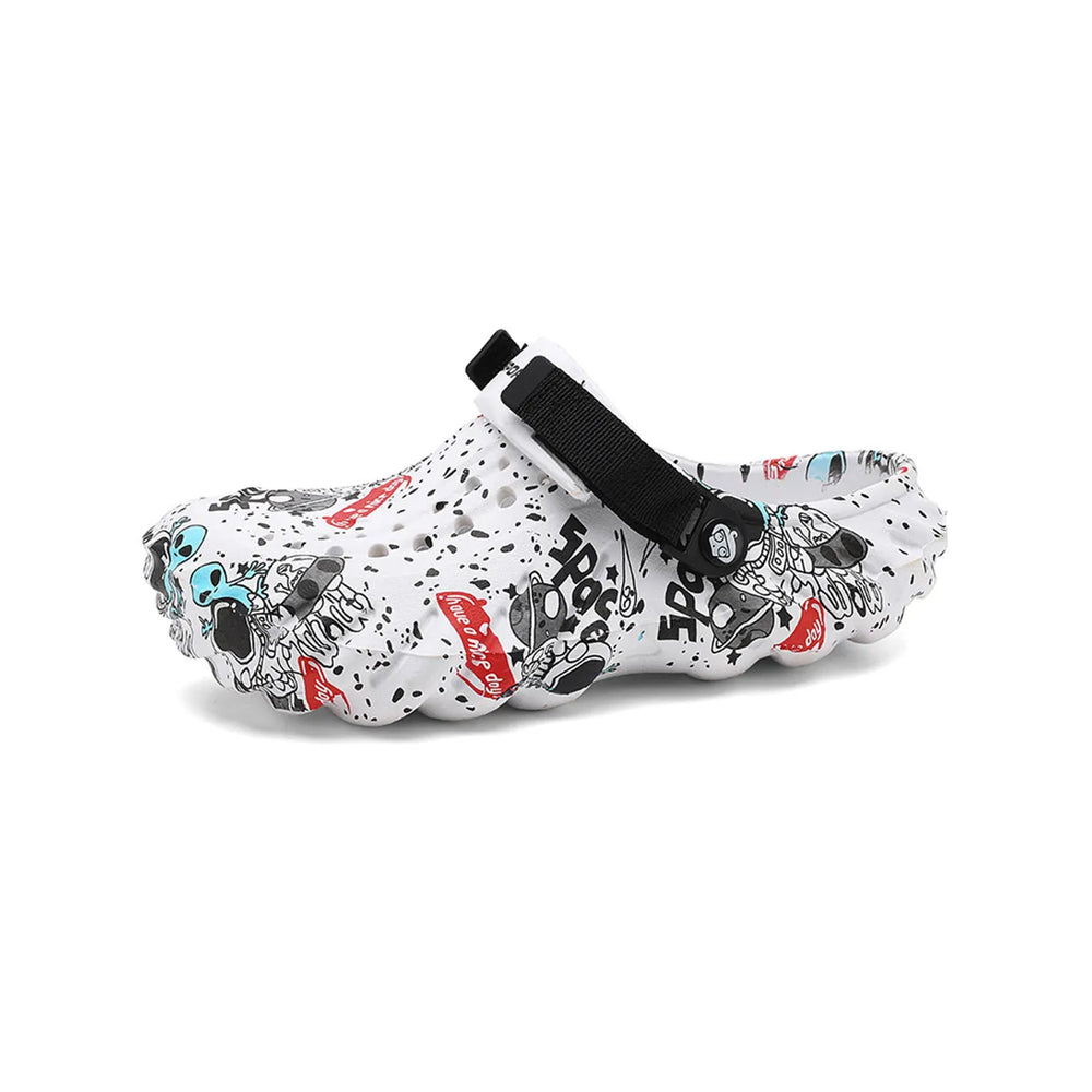 Graffiti Print Hollow Out Sandals