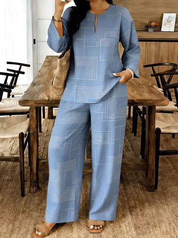 Geometric Top & Pants Set