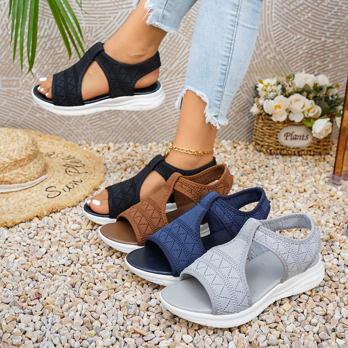 Open-Toe Flat Sandals
